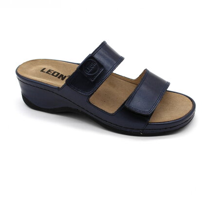 Leon 2020 Dámska zdravotná celokožená obuv s prackou modrá