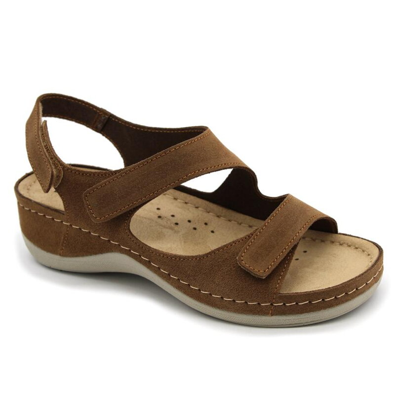 Leon 937 Zdravotné celokožené sandále hnedá 